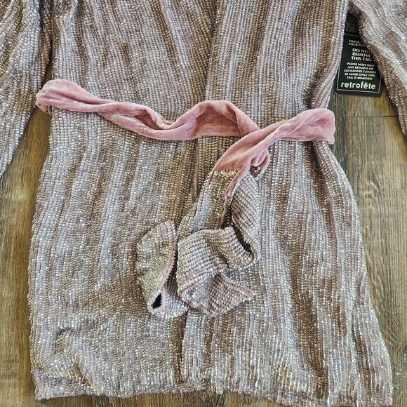 Retrofete Gabrielle Robe Dress in Dusty Lilac Size Small Sequins NWT - Picture 6 of 12